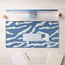 青とクリームモダン抽象芸術の波線パターン