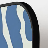 青とクリームモダン抽象芸術の波線パターン ピックルボールラケット (左詳細)