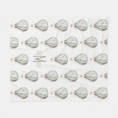 青とクリームヴィンテージホットエアバルーンモノグラム フリースブランケット (正面(横))