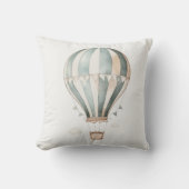 青とクリームヴィンテージ熱気球 クッション (正面)