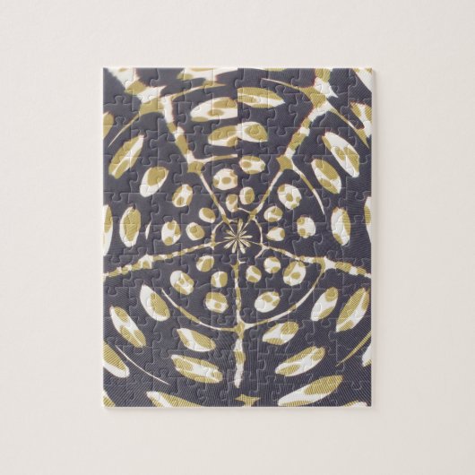 青とクリーム色のミステリーサークル水玉模様楕円パターン ジグソーパズル (縦)