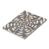 青とクリーム色のミステリーサークル水玉模様楕円パターン ノートパッド (回転)