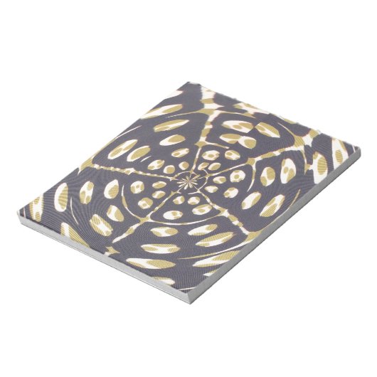 青とクリーム色のミステリーサークル水玉模様楕円パターン ノートパッド (回転)