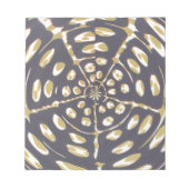 青とクリーム色のミステリーサークル水玉模様楕円パターン ノートパッド (正面)