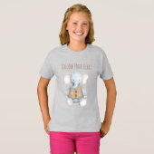 青とクリーム色の象 Tシャツ (正面フル)
