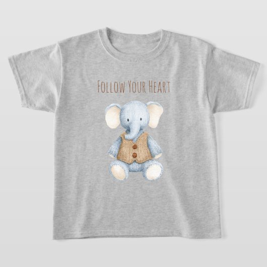 青とクリーム色の象 Tシャツ (レイダウン)