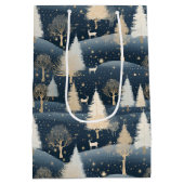 青とクリーム色の雪景色 ミディアムペーパーバッグ (裏面)