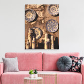 青とクリーム陶器のウンブリアのポスタープラーク キャンバスプリント (インサイチュ (リビング))