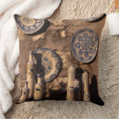 青とクリーム陶器のウンブリアのポスタープラーク クッション (ブランケット)