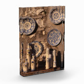 青とクリーム陶器のウンブリアのポスタープラーク フォトブロック (左)