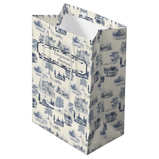 青とクレメトイレおめでとう ミディアムペーパーバッグ (正面アングル)