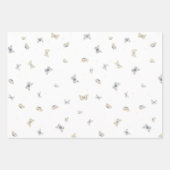 青とクレームバタフライガーデンファーンラッピングP ラッピングペーパーシート (正面3)