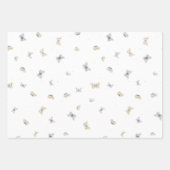 青とクレームバタフライガーデンファーンラッピングP ラッピングペーパーシート (正面2)