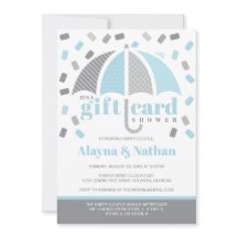 青とグレーのギフトカードシャワー招待状