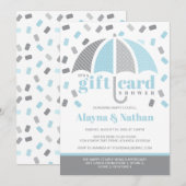 青とグレーのギフトカードシャワー招待状 招待状 (正面/裏面)