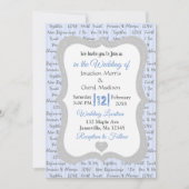 青とグレーのロマンチックなテキスト結婚式招待状 招待状 (正面)