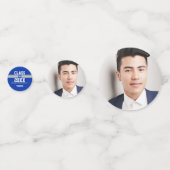 青とグレーの卒業写真おめでとう コンフェッティ (正面)