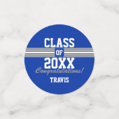 青とグレーの卒業写真おめでとう コンフェッティ (スモール正面)