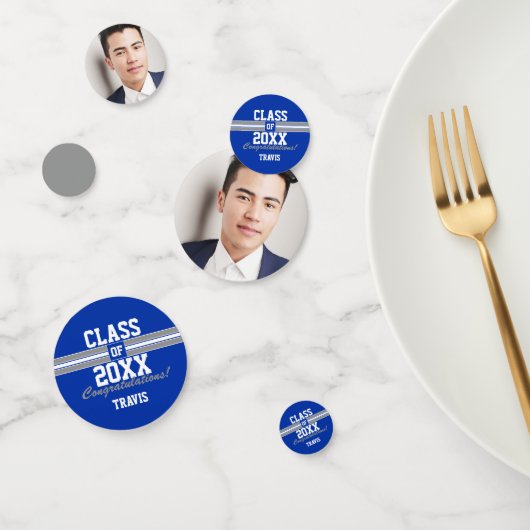 青とグレーの卒業写真おめでとう コンフェッティ (グループ)