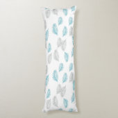 青とグレーの葉パターン ボディピロー (裏面 (縦))