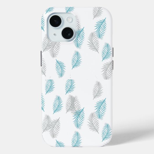 青とグレーの葉パターン Case-Mate iPhoneケース (裏面)