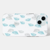 青とグレーの葉パターン Case-Mate iPhoneケース (裏面 (横))