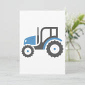 青とグレーの農場トラクターアイコン 招待状 (スタンド正面)