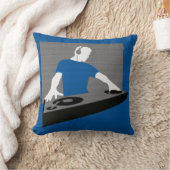 青とグレーのDJ枕 クッション (ブランケット)