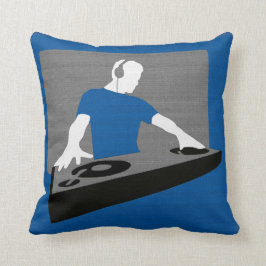 青とグレーのDJ枕 クッション