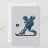 青とグレーホッケープレイヤー誕生日パーティー 招待状 (裏面)