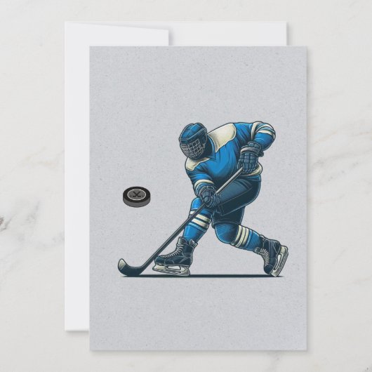 青とグレーホッケープレイヤー誕生日パーティー 招待状 (裏面)