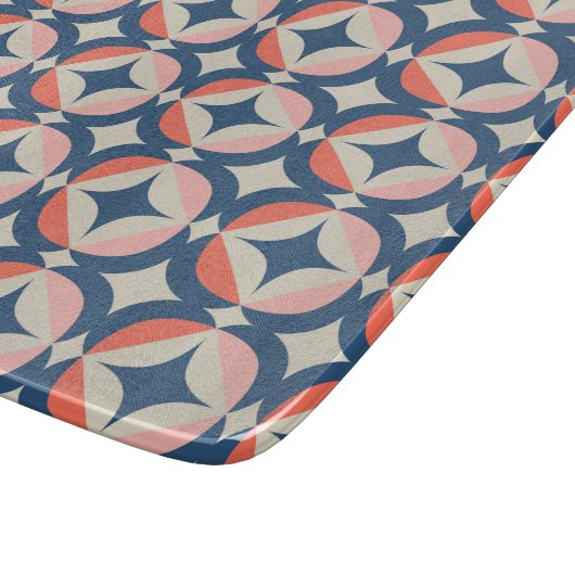 青とサンゴの幾何学模様 カッティングボード (角)