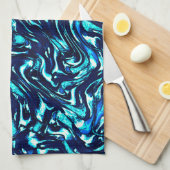 青とシアンのカーブを損なう キッチンタオル (四つ折り)