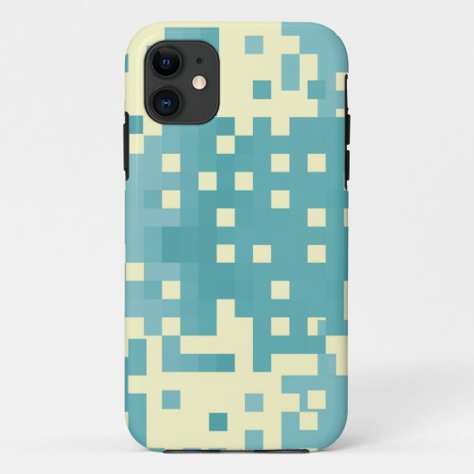 青とシアンのピクセルパターン Case-Mate iPhoneケース (裏面)