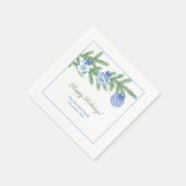 青とスタイリッシュ白のオーナメント休日パーティー スタンダードカクテルナプキン (角)