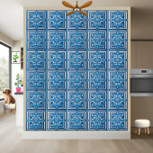 青とスタイリッシュ白のモザイクのギリシャの陶磁器タイル タイル