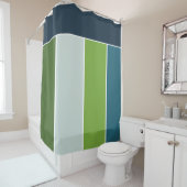青とストライプ緑の大きなとモノグラム シャワーカーテン (インサイチュ)