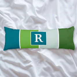 青とストライプ緑の大きなとモノグラム ボディピロー