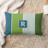 青とストライプ緑の大きなとモノグラム ランバークッション (ブランケット)