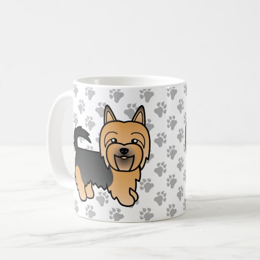 青とタンのオーストラリアのテリアかわいい漫画の犬 コーヒーマグカップ (正面左)