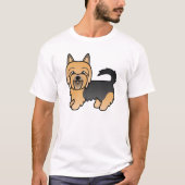青とタンのオーストラリアのテリアかわいい漫画の犬 Tシャツ (正面)