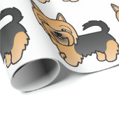 青とタンのオーストラリアのテリアかわいい犬のパターン ラッピングペーパー (ロールコーナー)