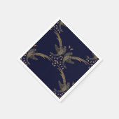 青とタンのキジとアコーンナプキンデザイン スタンダードカクテルナプキン (角)