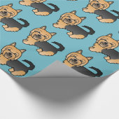 青とタンの漫画オーストラリアのテリア ラッピングペーパー (角)