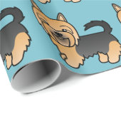 青とタンの漫画オーストラリアのテリア ラッピングペーパー (ロールコーナー)