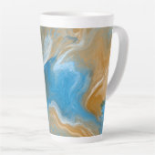 青とタン大理石のようなアート/ビーチカラーマグ カフェラテマグ (右アングル)