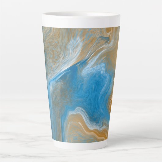 青とタン大理石のようなアート/ビーチカラーマグ カフェラテマグ (正面)