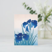 青とターコイズのアイリス　ありがとうございます ポストカード (スタンド正面)