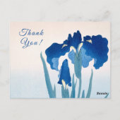 青とターコイズのアイリス 感謝 ポストカード (裏面)