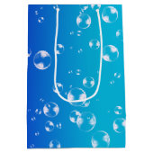 青とターコイズのグラデーションの泡 ミディアムペーパーバッグ (裏面)